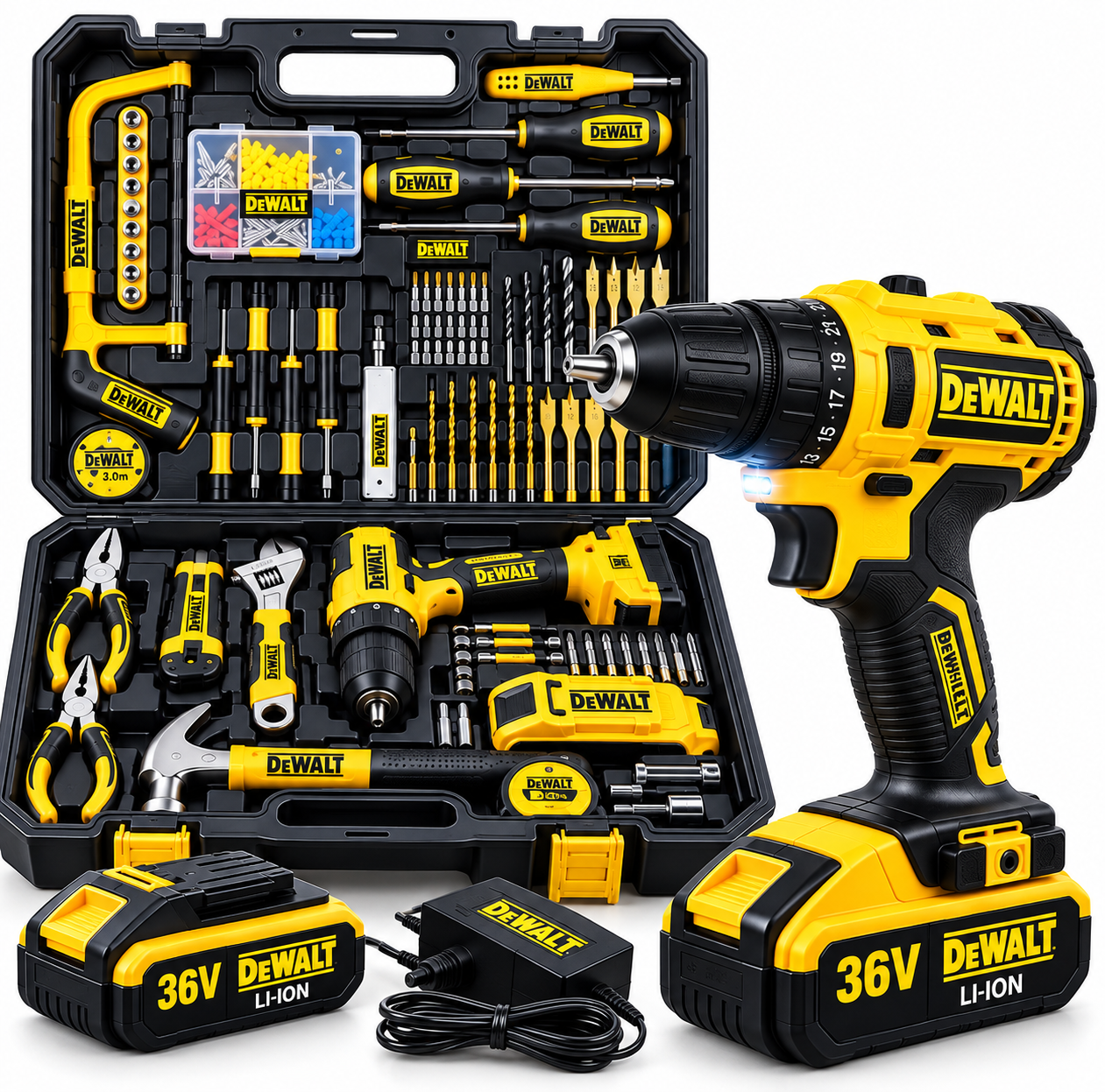 Kit de taladro inalámbrico con herramientas