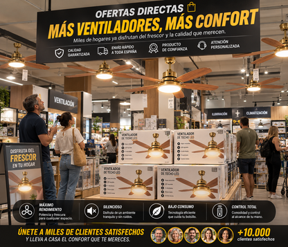 Ventilador de Techo LED con Aspas Retráctiles y Control Remoto