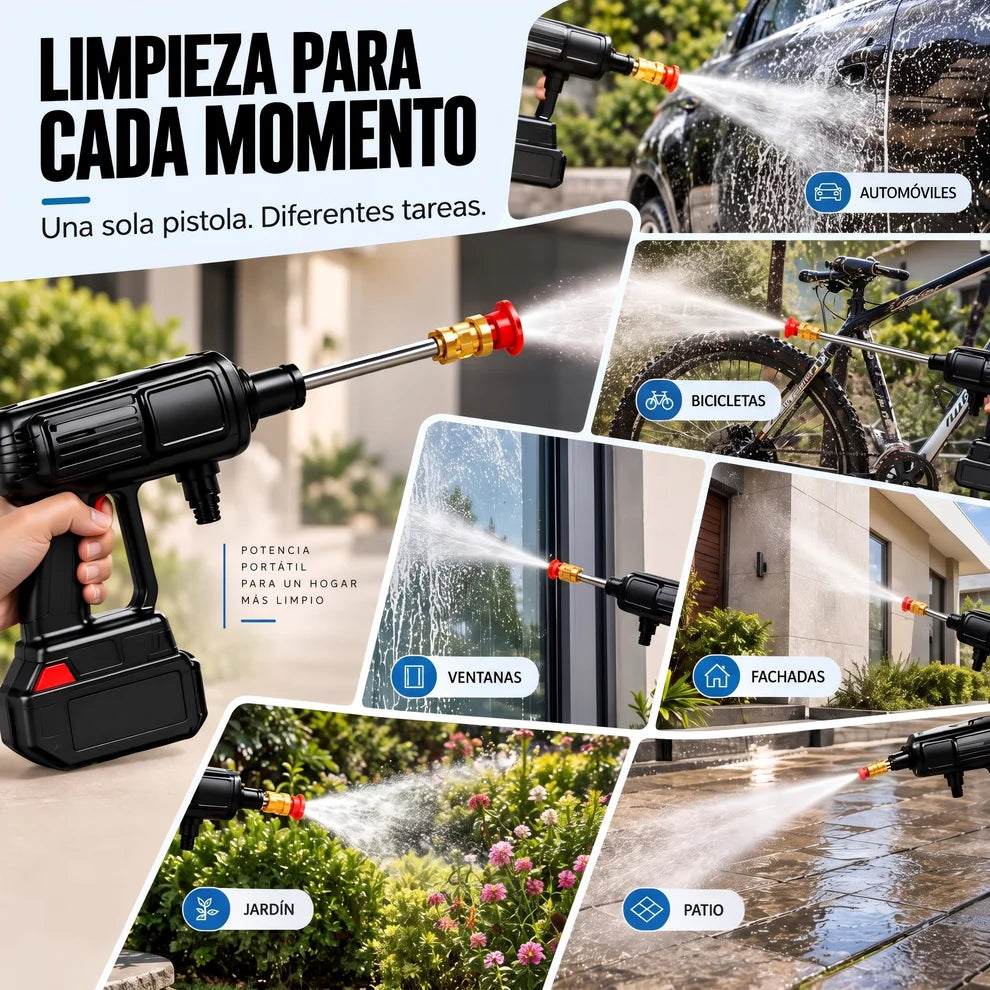 Pistola de Chorro de Alta Presión Inalámbrica – Limpieza Potente y Portátil